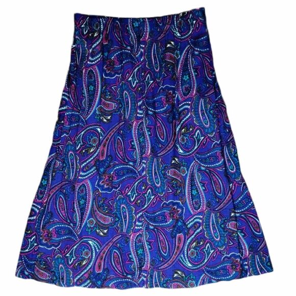 Vintage Boho Paisley Print Side Pockets Skirt - Picture 9 of 16